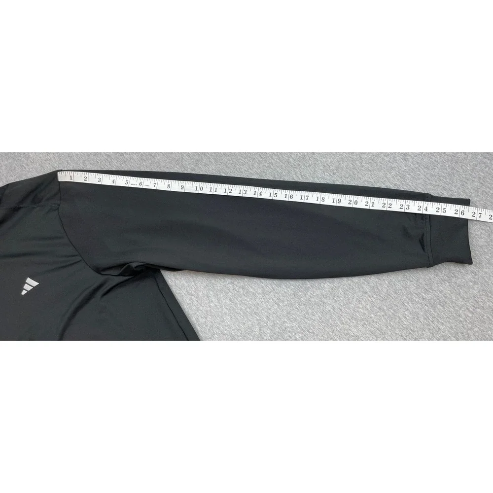 Adidas Sweatshirt Men XL Black Performance Stretch 1/4 Zip Mock Neck Long Sleeve